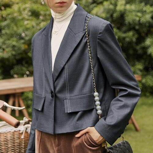 Horta French Style Womens Style Short Retro Suit Top 2021 Autumn New Women Blazers Cropped Blazer Plus Size Brand Clothing