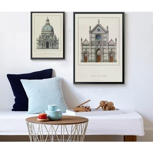 07G Nordic Retro Church Architecture A4 Canvas Art Painting Print Poster Picture Wall Living Room Bedroom Home Decorated Mural