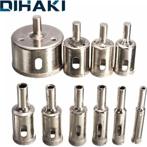 10/15 Pcs Diamond Coated Drill Bit Hole Saw 6-50mm Opening Tool For Ceramic Porcelain Glass Marble