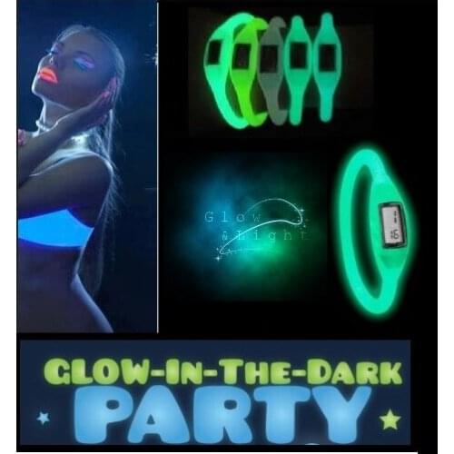 10 pcs Silicone ION Sport WATCH GLOW in the Dark Girl Women Ladies Fashion Silicon Jelly Rubber glowing colors party LOT