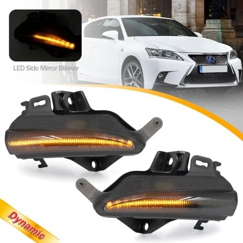 2Pcs Sequential Side Mirror Turn Signal Lights Smoked Lens Indicator Blinker Reapeaters for LEXUS CT200H IS350 LS460 2013 2014