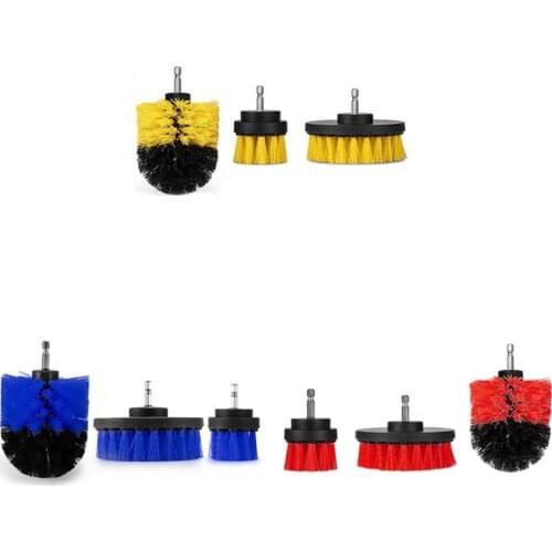 3pcs Power Scrubber Brush Set Attachment Kit Power Scrub Brush Red Bathroom Drill Scrubber Brush for Cleaning Cordless Drill