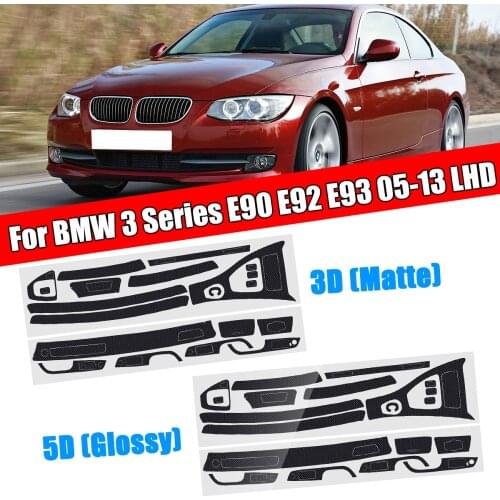 3D/5D Sticker Carbon Fiber Interior Central Control Console Trim For BMW 3 Series E90 E92 E93 2005-2013 LHD Only