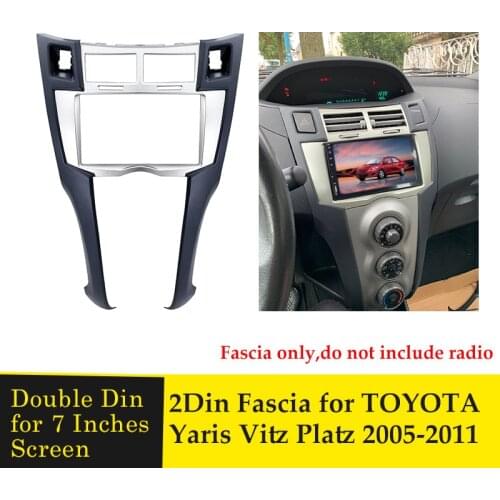 2 Din Car Stereo Frame Trim Kit of Dashboard for Toyota Yaris Vitz Platz 2005-2011 DVD Player Installation Bezel