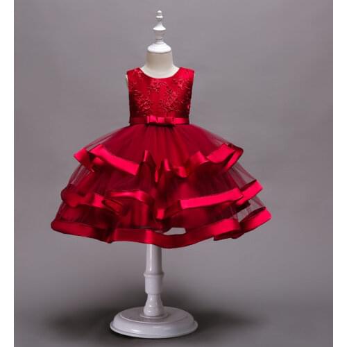 Dress Organza 3-8 Year Old Girl Dress Multi Layer Gauze Pompous Skirt Birthday Party Host Performance Dress