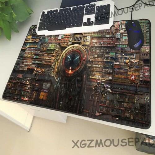 XGZ Large Size Mouse Pad Black Lock Side Street Plan Laptop PC Desk Mat Rubber Bustling Urban Print Non-slip for Csgo Gamers