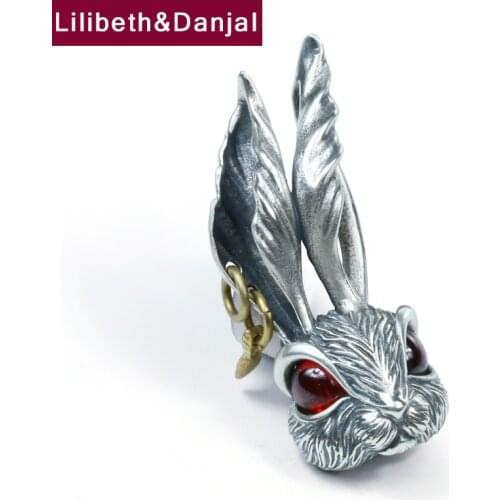 Rabbit Pendant Pure 925 Sterling silver Inlaid Natural Stones Free Black Leather Rope Jewelry Men Women Necklace Pendant 2021 P5