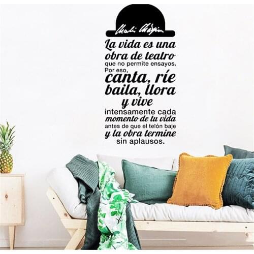 Spanish Quote Wall Sticker La Vida Es Una Obra De Teatro Wall Decals Art For Living Room Bedroom Home Decor Vinyl ru4020