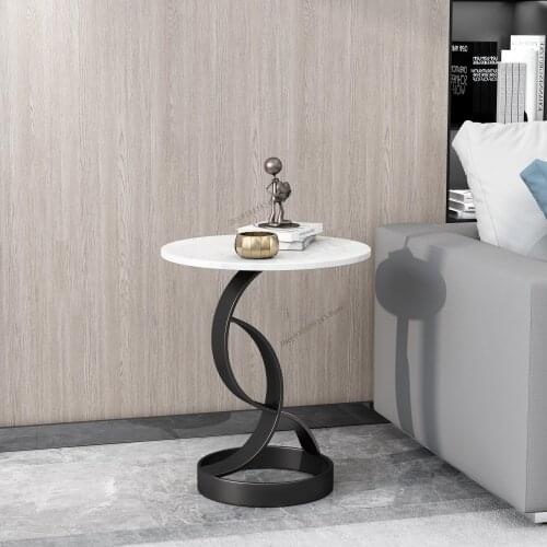 Nordic Living Room Sofa Side Table Light Luxury Modern Marble Coffee Table Round Leisure Corner Table Small Apartment Mini Round