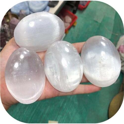 New arrivals healing crystals massage gemstone natural white selenite crystals palm stone for home decoration