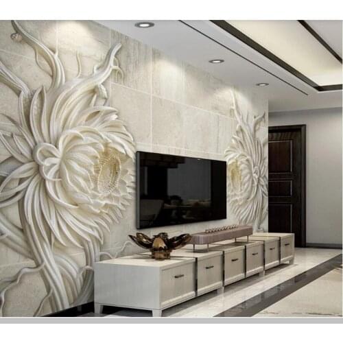 Papel de parede Relief stone carving sunflower 3d stereo wallpaper,living room tv wall bedroom wall papers home decor mural