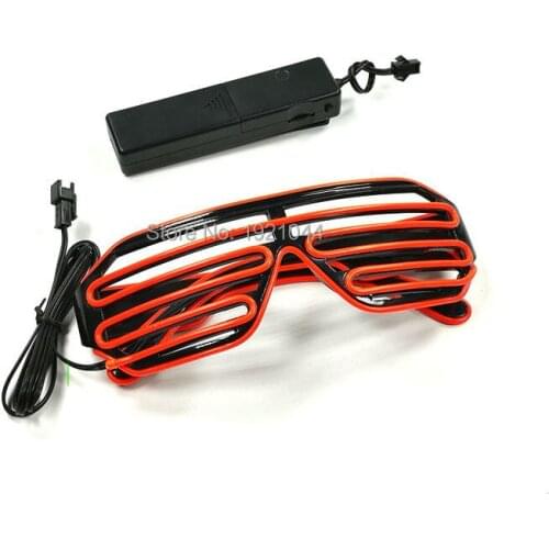 Ten colors option EL glasses EL Wire Fashion Neon LED Light Up Shutter Shaped sound active Glasses Rave Costume Party Decoration