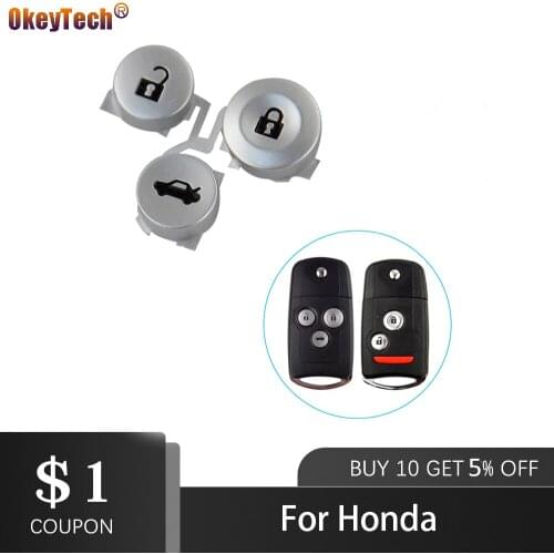 OkeyTech 2 Pairs 2/3 Buttons Car Remote Key Pad Fob Kit Case Button Fit for Honda Civic Accord Jazz CRV HRV