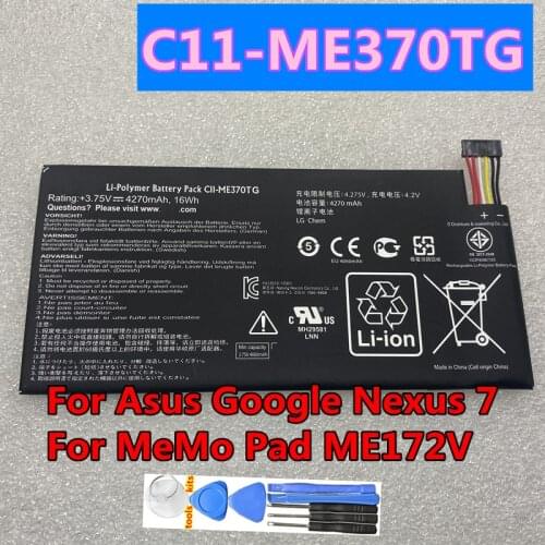 Original High Quality Battery For C11-ME370TG CII-ME370TG Battery For Asus Google Nexus 7 for MeMo Pad ME172V 3.75V 16WH battery