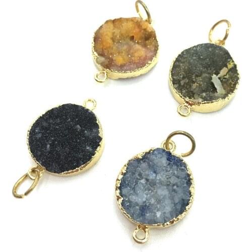 Natural Stone Round Shape Agates Pendants Natural Stone Charms Pendant for Jewelry Making DIY Necklace Size 18x20mm