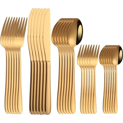 Portable Lunch Tableware Set Stainless Steel Cutlery Set Golden Spoon Fork Knife Outdoor Travel Dinner Canteen Dinnerware Sets