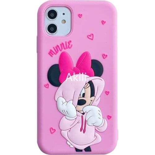 Disney Silicone Soft Shell Case for Iphone 11 Pro XS MAX XS XR 7 8 3D Mickey Minnie Cartoon Print Anti-fall Phone Cases zz0610