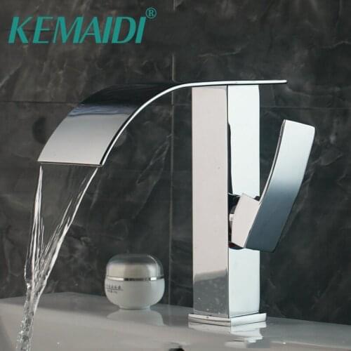 KEMAIDI Waterfall Tap Bathroom Faucet Basin Sink Faucets Mixer Taps Torneira Chrome Polish Basin Mixer Single Handle 2018 New