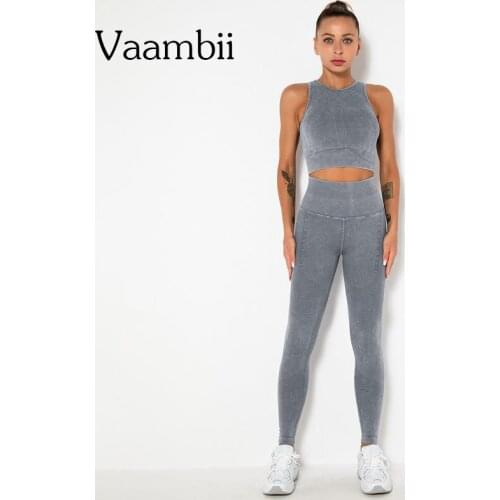 Wash Style Sports Sets For Women Seamless Sport Gym Clothing Knitted Tracksuit Woman 2 Piece Suit Yoga Pants Bra Sets 2021