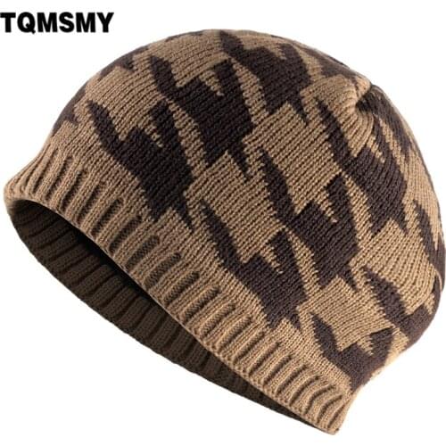 TQMSMY Winter Beanies Men Knitted Warm Thick Skullies Beanies Double layer Add Velvet Outdoor Casual Sport Bonnet Hat Gorras E62
