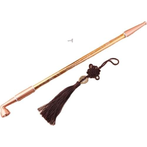 45cm Long Stem Metal Smoking Pipe Chinese Style Metal Tobacco Pipe with Tobacco Bag Pendant For Smoking Accessories DUNHAO