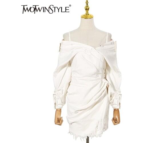 Летние платья с открытыми плечами TWOTWINSTYLE China At AliExpress