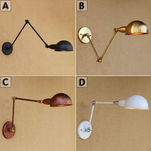 4 Colors Long Arm Vintage Wall Lamp LED Wandlamp Rustic Retro Style Loft Industrial Wall light Sconce Appliques Lampe Murale