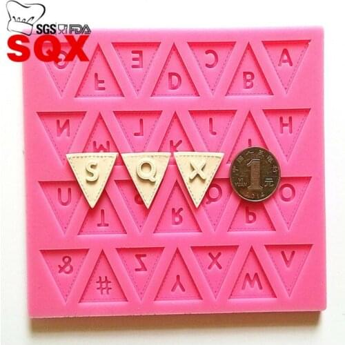 High quality triangular flags letters 3D Silicone Mold Fondant Mold For Cake Decorating Tools Cake Decor Baking Mold SQ15216