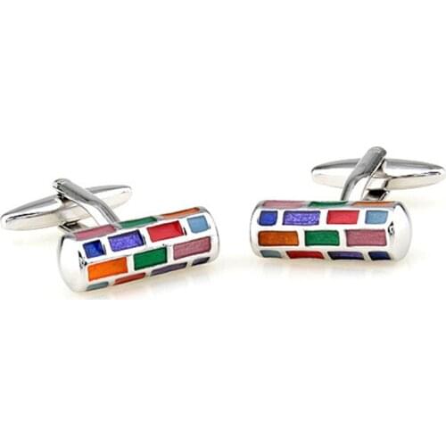 High Quality French Enamel Color cylinder Cufflinks For Mens Shirt Brand suit Cuff Buttons Top sale Cuff Links Jewelry