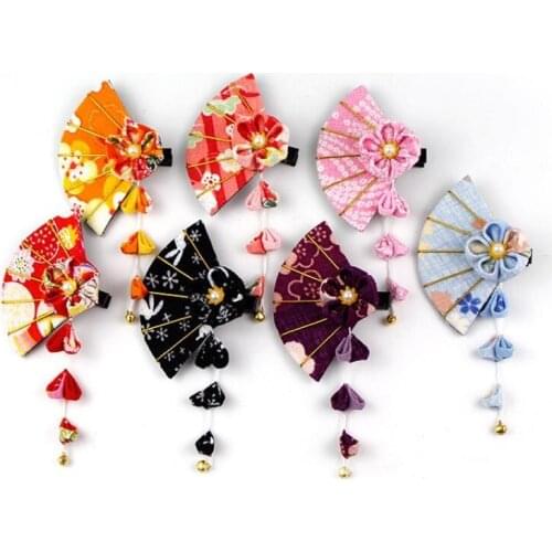 Japanese Jewelry Woman Hairpin Fabric Hair Accessories Cherry Blossoms Tassel Headwear Costume Kimono Elegant Flower Hairpin