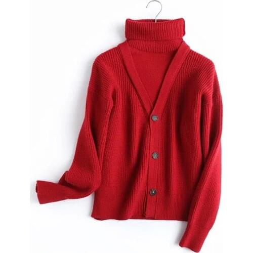 Winter Pullover solid color cashmere Womens sweaters high neck knitted inner sweater women short bottoming net red sweater Tops