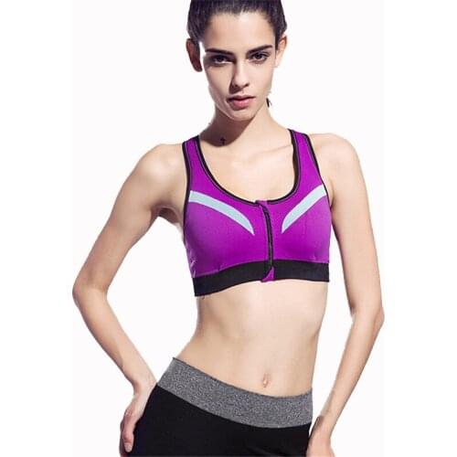 Fitness Yoga Push Up Sports Bra for Women Gym Running Padded Tank Top Athletic Vest Underwear Shockproof Zipper Sports Bras