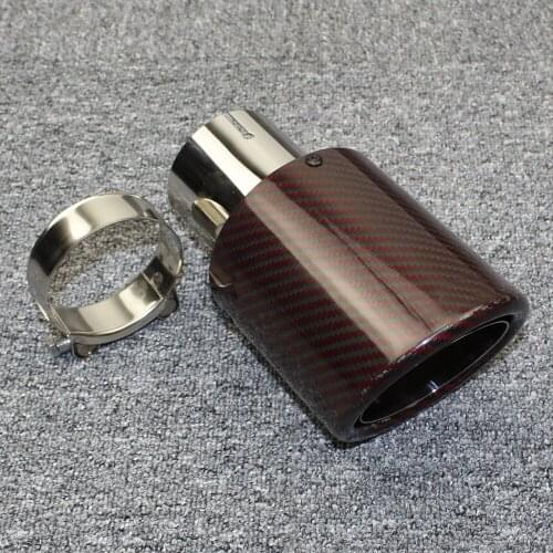 1pcs car Accessories Exhaust pipe carbon fiber tail throat curled with red gloss 304 muffler tail pipe