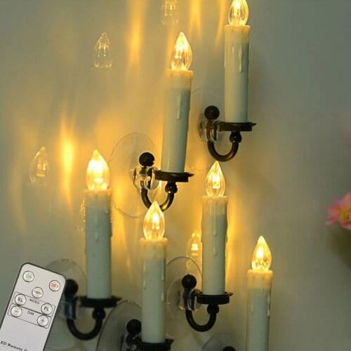 10PCS Electronic Candle Flameless Led Candles With Remote Control Flickering Flame Waterproof Christmas Candles For Decoration
