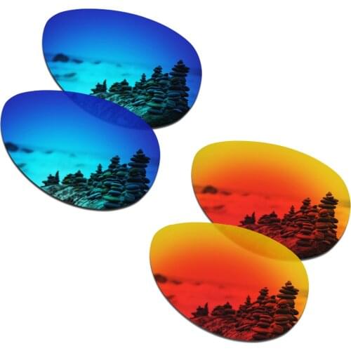 SmartVLT 2 Pairs Polarized Sunglasses Replacement Lenses for Oakley Feedback Ice Blue and Fire Red