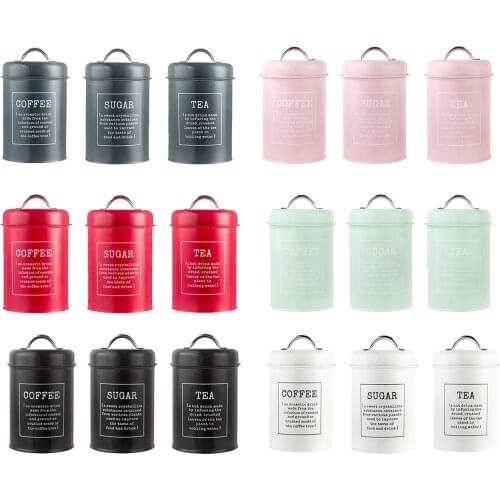 3pcs Kitchen Canister Set 1200ml Airtight Coffee Tea Sugar Storage Canisters Tins Countertop Organized