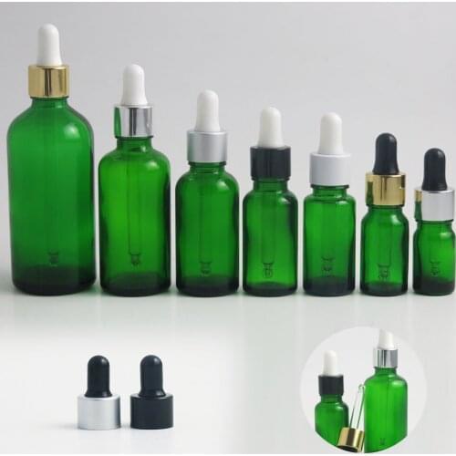 360 x 5ml 10ml 15ml 20ml 30ml 50ml 100ml Essential Oil Green Bottle With Dropper For Liquid Reagent Pipette with Aluminum Ring