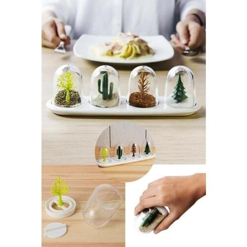 4 Seasons 4PC Spice Holder With Lid Salt and Pepper Shakers Spice Container Does Not Contain BPA Canister Set Kitchen Spice Jar