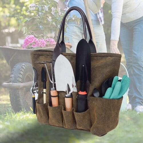 6 Pocket Heavy Duty Canvas Tool Bag for Tools Storage Organizer Carrier
