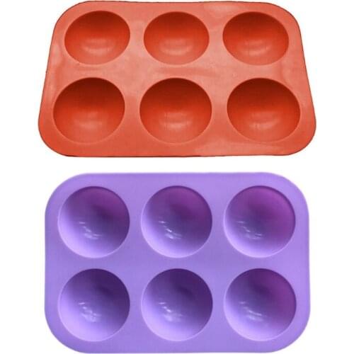6 Cavity Small Semicircle Cake Baking Molds Silicone Chocolate Candy Non-stick H58C