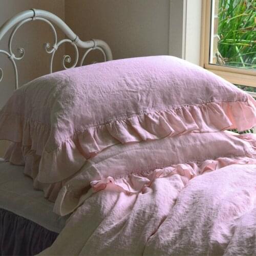 7 Colors Nature French 100% Linen Pillw Case Nordic Solid Custom Pink White Purple Blue Red Home Bed Pillowcase 48x74