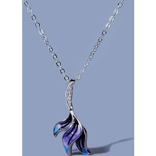 925 Silver Butterfly Necklace Feather Shape Handmade Enamel Pendant Necklace Retro Ladies Jewelry Gift For Women