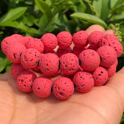 Natural Lava Hematite Stone Bead Red Volcanic Rock Rubber Round Loose Spacer Beads For Jewelry Making DIY Bracelet 4 6 8 10 12mm