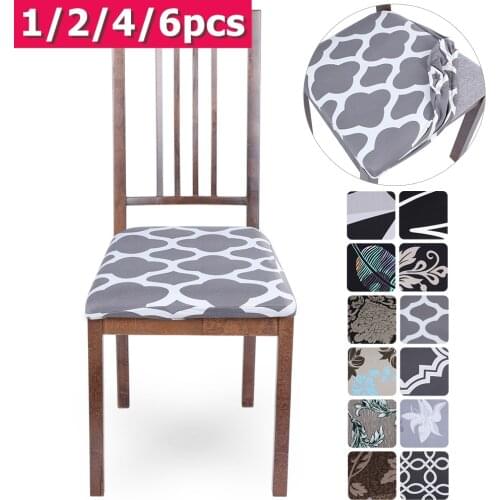 Stretch Elastic Dining Room Chair Seat Covers Universal Removable Washable Chair Seat Cover Protector Cushion Slipcover