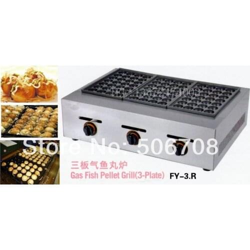Free shipping~gas type 3 plate takoyaki machine Gas Japanese Octopus Balls Machine