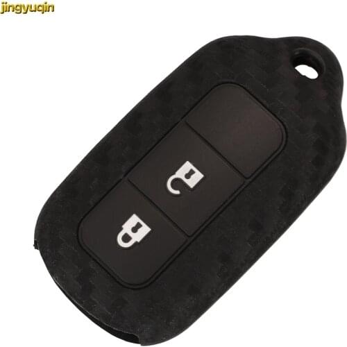 Jingyuqin Remote Car Key Carbon Silicone Cover For Toyota Camry Highlander Prado Verso YARiS L X 2015 New VIOS