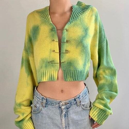 SEASONS Button Casual Knitted Print Cardigans Sweater Women Autumn Winter Fashion Oversize Jumpers Long Sleeve Outfits ASSW81716