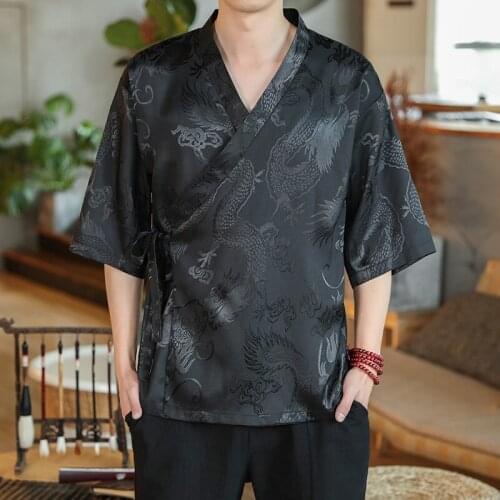 Chinese Style Linen Kung Fu Clothes Men Kimono Cardigan Traditional Yukata Japanese Samurai Clothing Casual Asian Clothes 30269