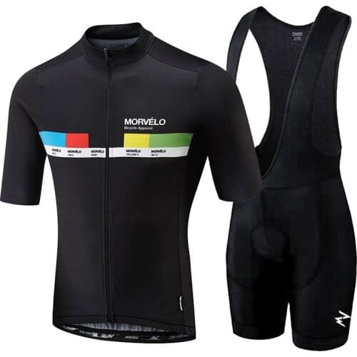 Morvelo Men Summer Clothing Cycling Clothes Kits Short Sleeve Bib Shorts Mens Breathable Bib Shorts Maillot Ciclismo Set