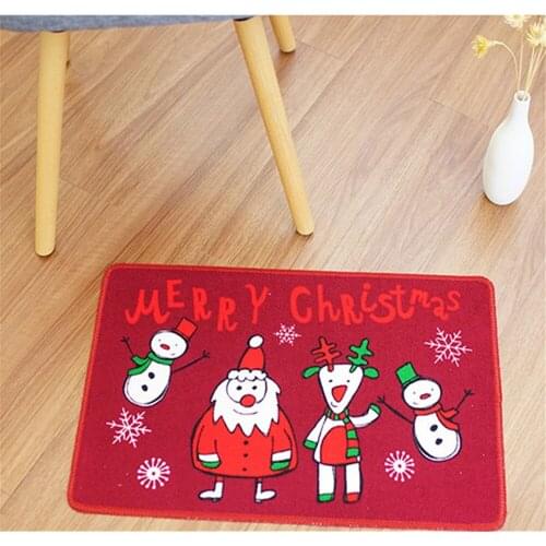 Christmas Carpet Cartoon 3D Print Santa Snowman Flannel Antiskid Doormat For Bathroom Kitche Outdoor Mat Under The Tree 40*60cm